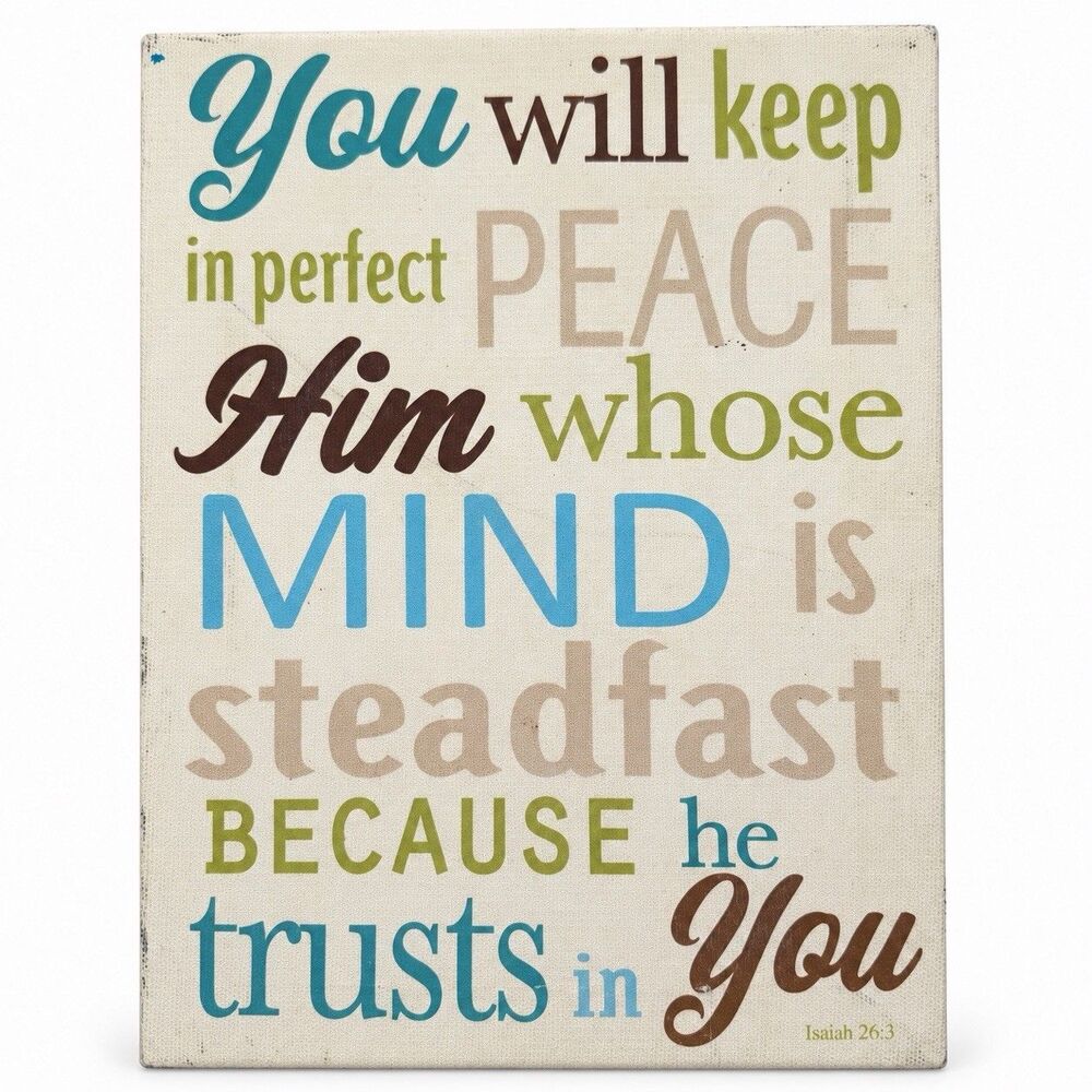 Isaiah 26:3 Bible Verse Canvas Wall Art Christian Inspirational Faith Decor